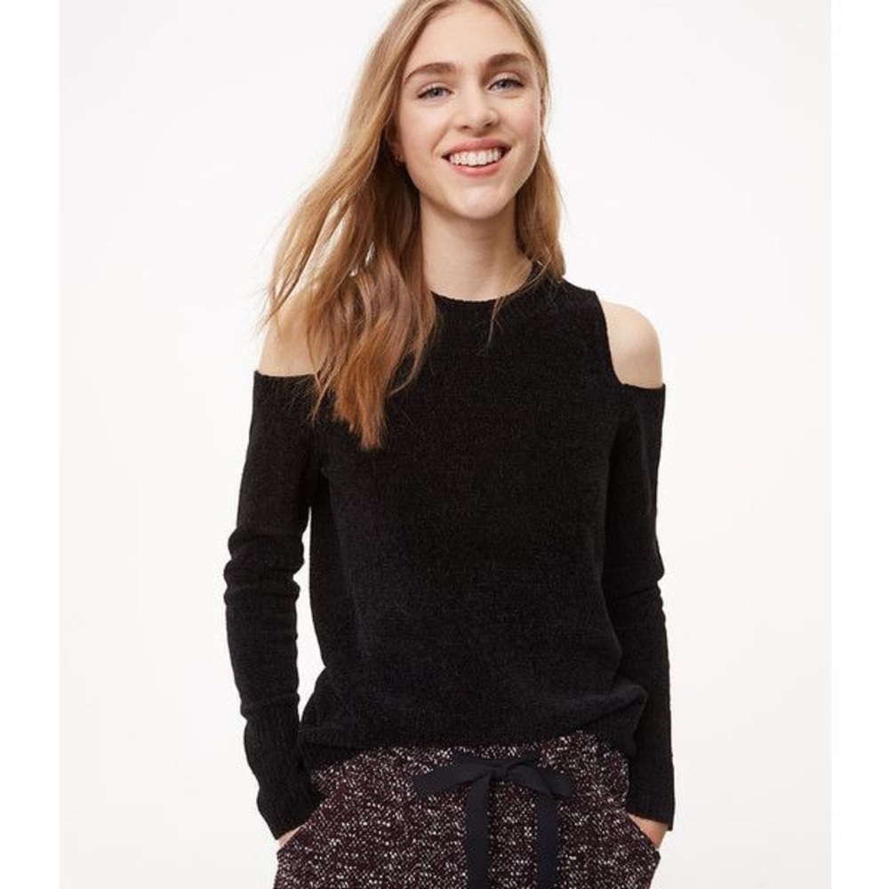 LOFT Chenille Cold Shoulder Sweater